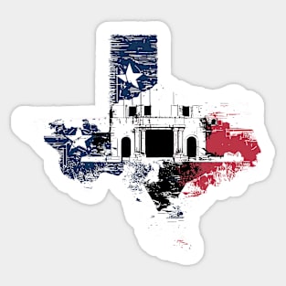 Texas Vintage Map Flag The Alamo San Antonio Texas Pride Sticker